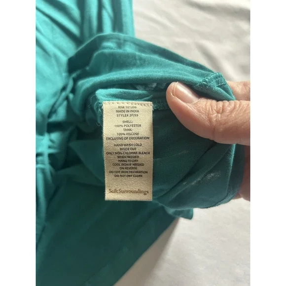 Soft Surroundings Paisley Heavily Beaded Blouse 2 Piece Womens Size Med Teal - Picture 5 of 12